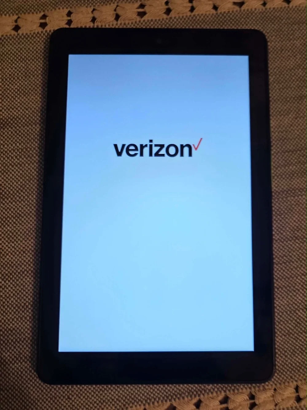 Verizon-branded Tablet in Black with White Screen